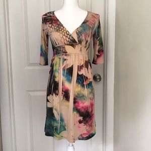 LIPSTICK Floral Watercolor Print Dress